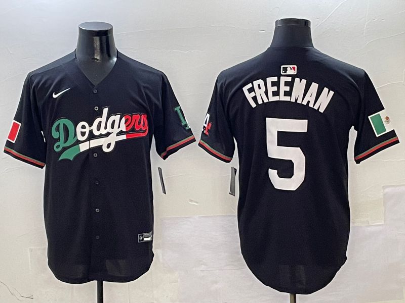 Men Los Angeles Dodgers 5 Freeman Black Mexico Nike 2025 MLB Jersey style 1
